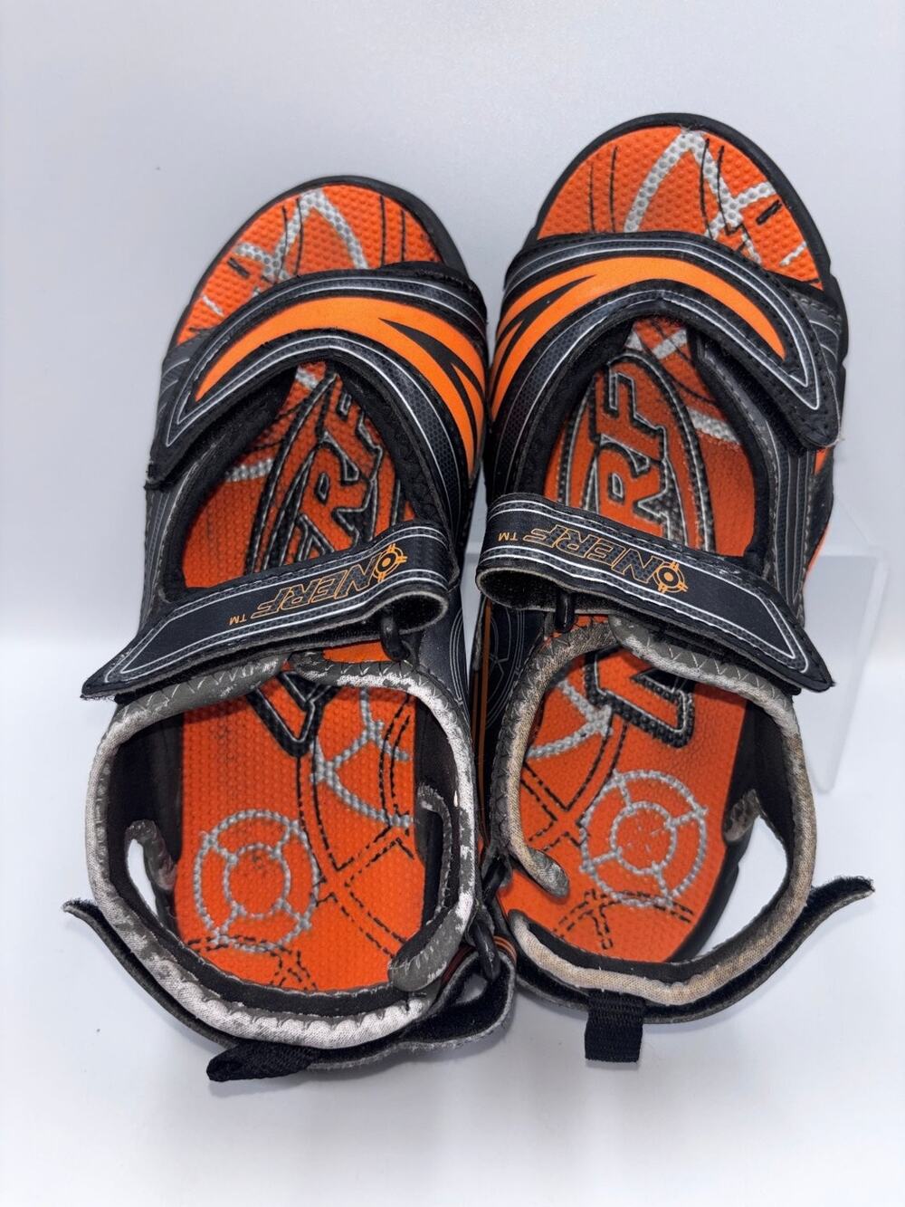 Nerf Athletic Sandals Youth Black Orange Size 6 Hook & Loop Adjustable READ - Picture 1 of 6